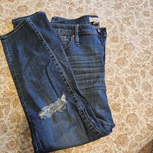 Madewell Dark Blue Skinny Jeans with Distressed Detail